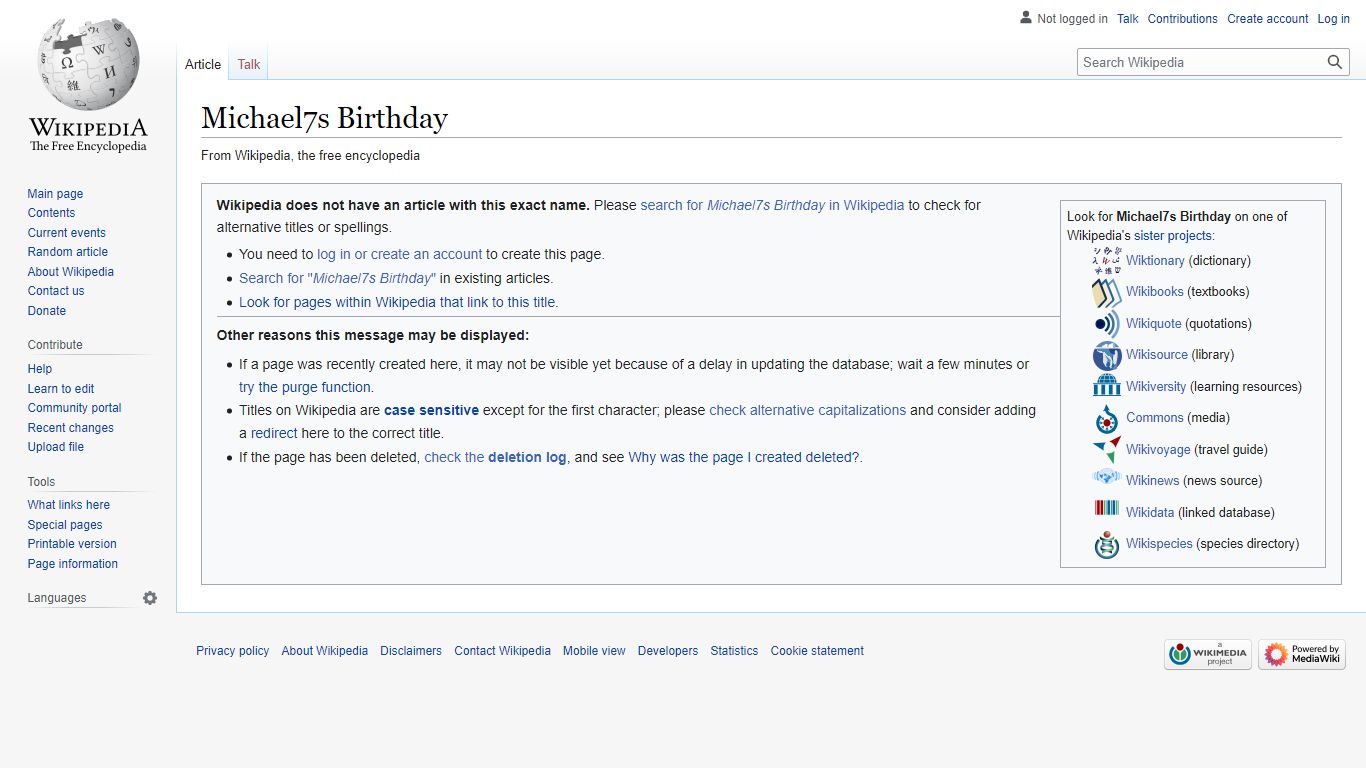 Michael's Birthday - Wikipedia